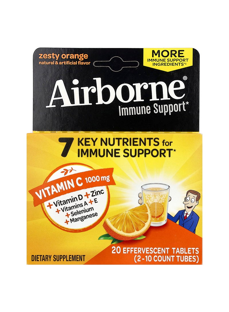 Immune Support Supplement, Zesty Orange, 2 Tubes, 10 Effervescent Tablets Each